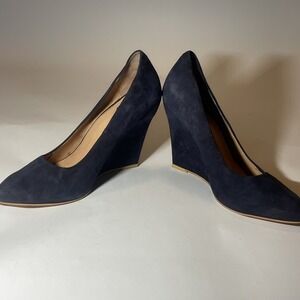 H&M Women's Navy Suede Platform WEDGE Heels Sz 8.5